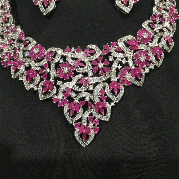 Indian Pakistani wedding necklace earrings saree - Picture 5 of 10